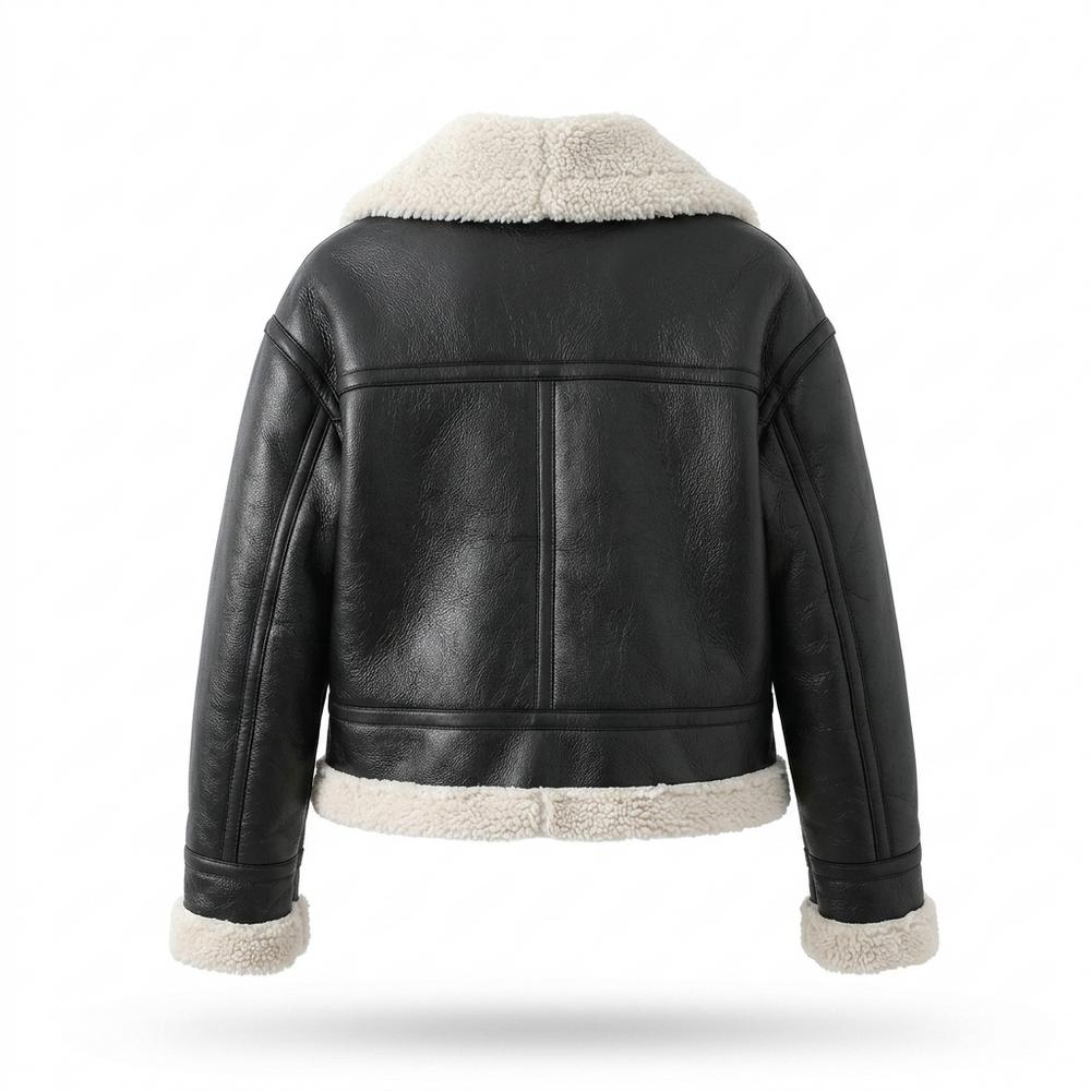 Lederjacken Outlet24 - Nezid | Gefüttert Kurzgeschnitten Lederjacke Damen