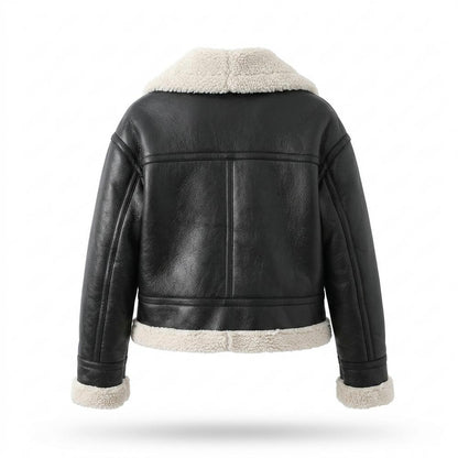 Lederjacken Outlet24 - Nezid | Gefüttert Kurzgeschnitten Lederjacke Damen