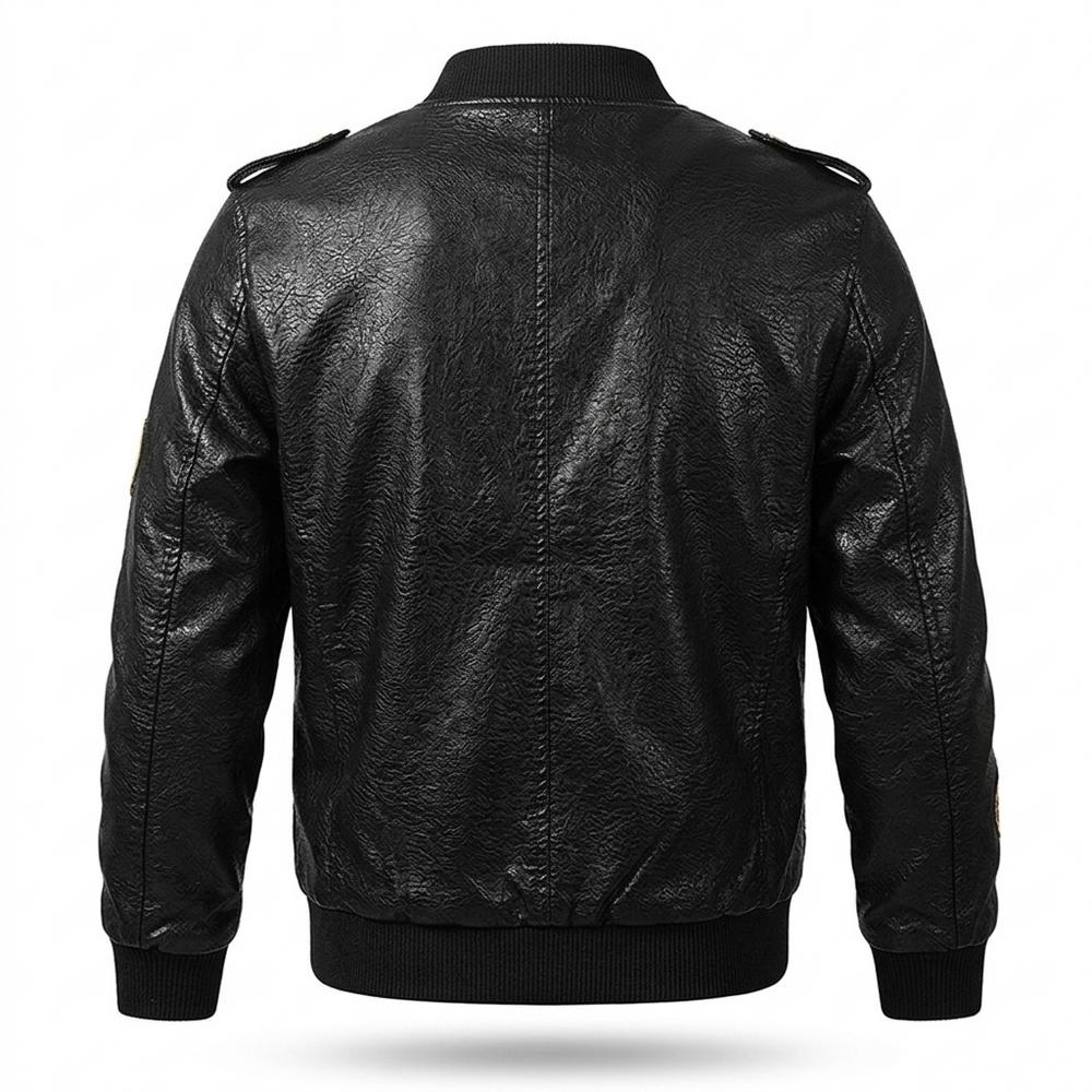 Lederjacken Outlet24 - Vadat | Bestickte Stehkragen Lederjacke Herren