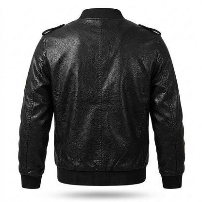 Lederjacken Outlet24 - Vadat | Bestickte Stehkragen Lederjacke Herren