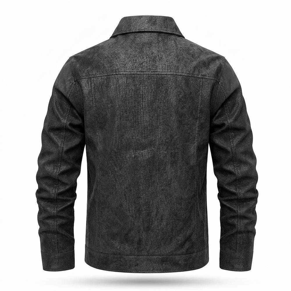 Lederjacken Outlet24 - Koler | Strukturiert Geknöpft Lederjacke Herren