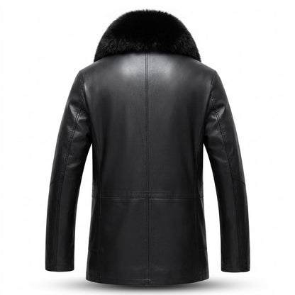 Lederjacken Outlet24 - Eeror | Gefütterte Fellbesetzte Lederjacke Herren