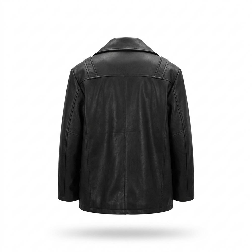 Lederjacken Outlet24 - Kesad | Oversized Kontrastgesteppt Lederjacke Unisex