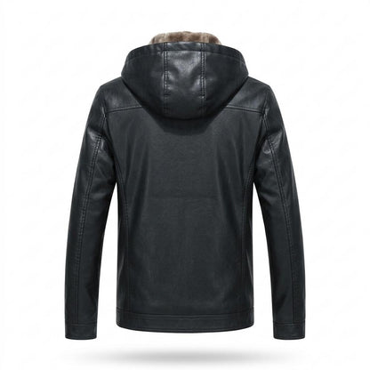 Lederjacken Outlet24 - Ranan | Gefüttert Kapuzen Lederjacke Herren