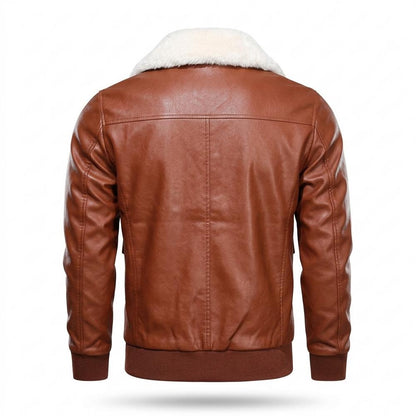 Lederjacken Outlet24 - Nivat | Gefütterte Fellbesetzte Lederjacke Herren