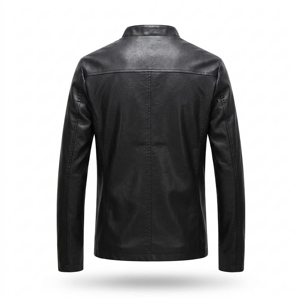 Lederjacken Outlet24 - Aesis | Taillierte Kurzkragige Lederjacke Herren