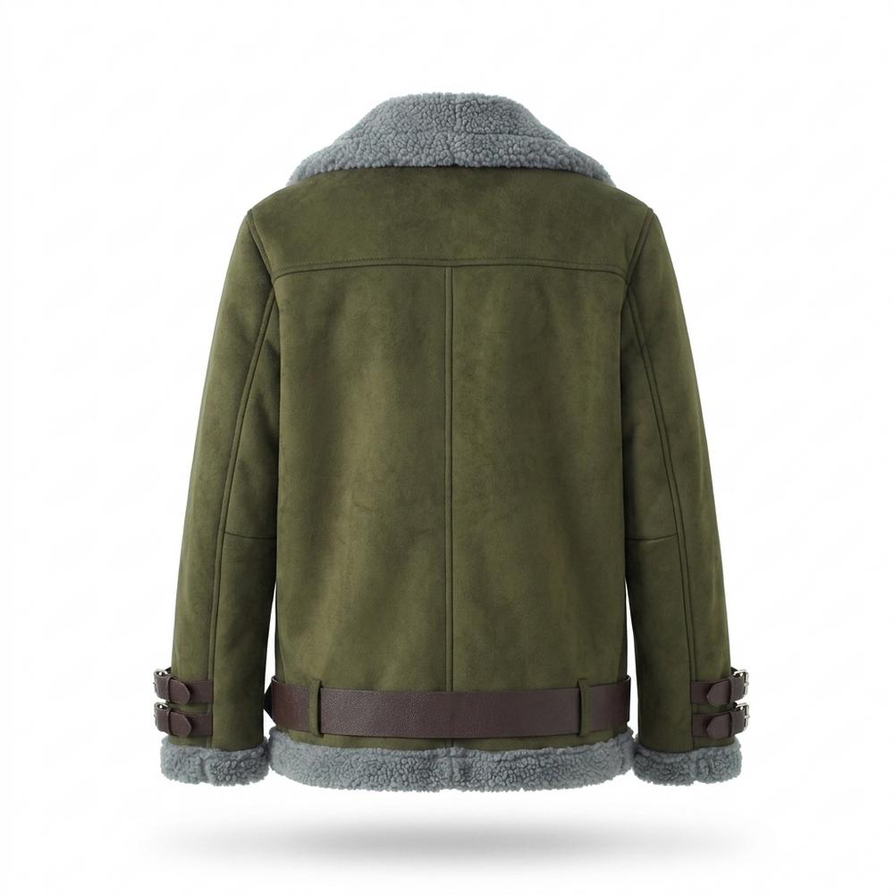 Lederjacken Outlet24 - Dulom | Gefüttert Asymmetrisch Wildleder-Jacke Damen