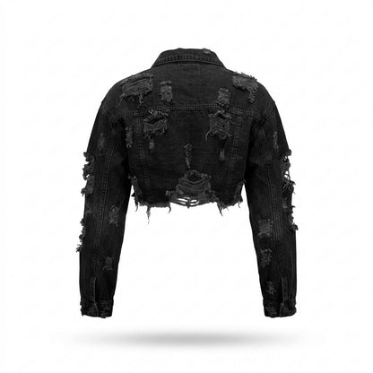 Lederjacken Outlet24 - Aekud | Kurzgeschnitten Zerrissen Jacke Damen