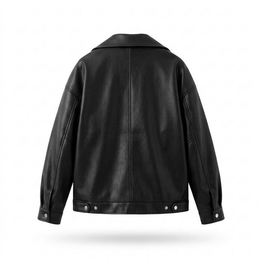 Lederjacken Outlet24 - Mosot | Locker Geschnitten Asymmetrisch Lederjacke Unisex