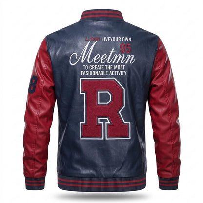 Lederjacken Outlet24 - Sufar | Zweifarbige Bestickte Lederjacke Herren