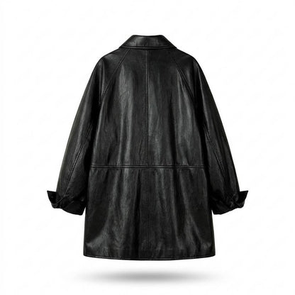 Lederjacken Outlet24 - Eedan | Geknöpft Oversized Ledermantel Unisex