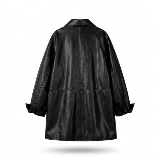 Lederjacken Outlet24 - Eedan | Geknöpft Oversized Ledermantel Unisex