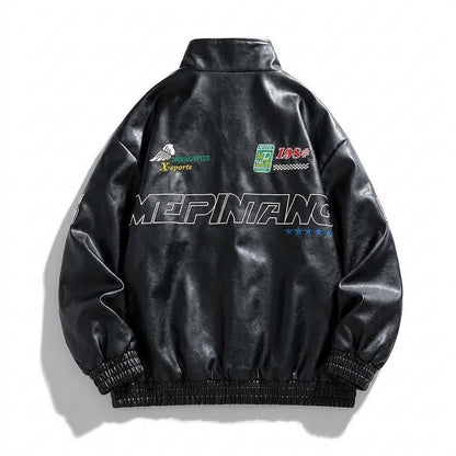 Lederjacken Outlet24 - Numat | Bestickte Grafische Lederjacke Unisex