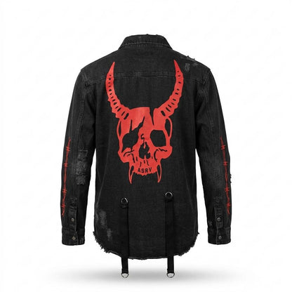 Lederjacken Outlet24 - Remev | Bedruckt Ausgefranst Jacke Unisex