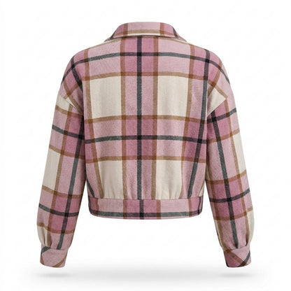 Lederjacken Outlet24 - Kuduv | Karierte Kurzgeschnittene Jacke Damen