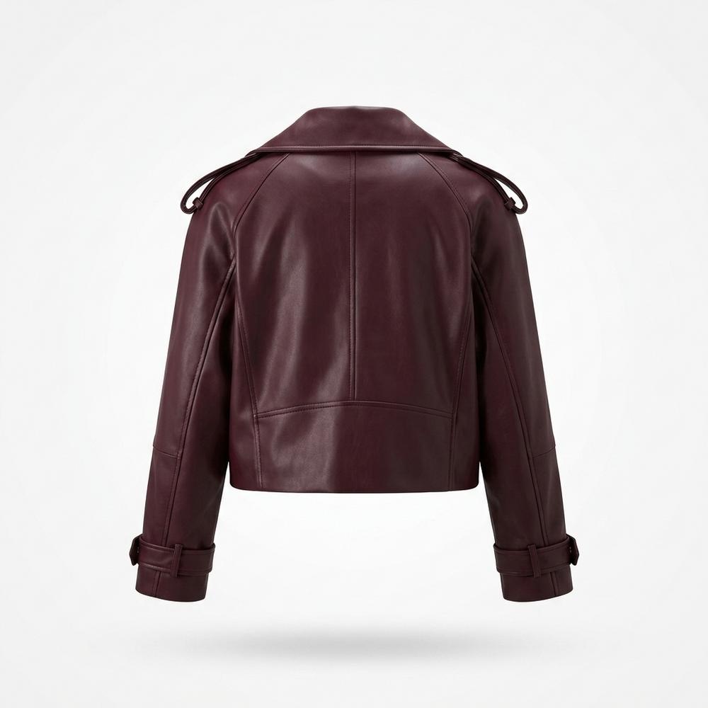 Lederjacken Outlet24 - Yewel | Weit Geschnittene Breit-Kragige Lederjacke Damen