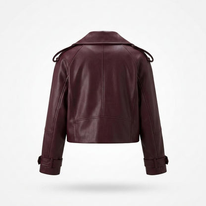 Lederjacken Outlet24 - Yewel | Weit Geschnittene Breit-Kragige Lederjacke Damen