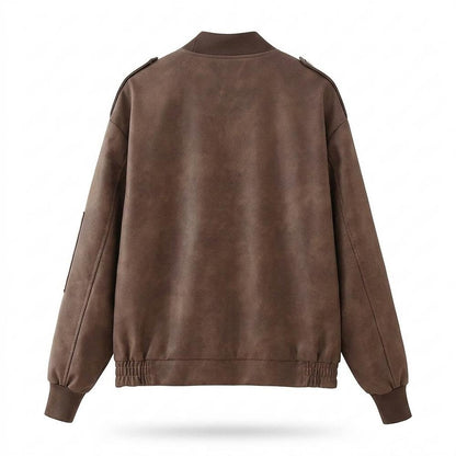Lederjacken Outlet24 - Tumev | Gefütterte Locker Geschnittene Wildleder-Jacke Unisex