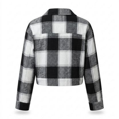 Lederjacken Outlet24 - Yigit | Karierte Kurzgeschnittene Jacke Damen