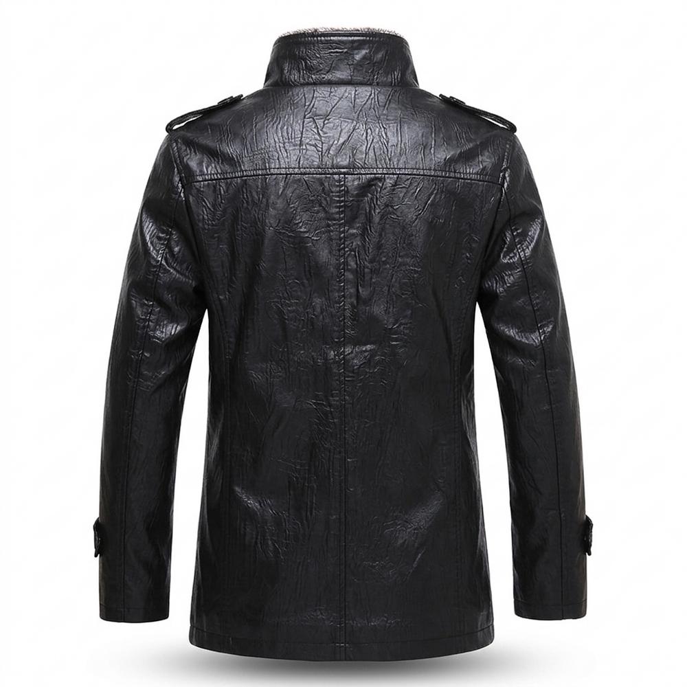 Lederjacken Outlet24 - Vawos | Gefütterte Geknöpfte Lederjacke Herren