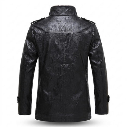 Lederjacken Outlet24 - Vawos | Gefütterte Geknöpfte Lederjacke Herren