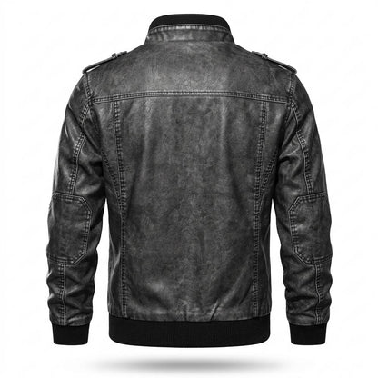 Lederjacken Outlet24 - Momen | Gefütterte Stehkragen Lederjacke Herren