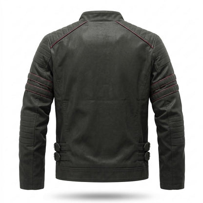 Lederjacken Outlet24 - Ranal | Gesteppte Paspelierte Lederjacke Herren