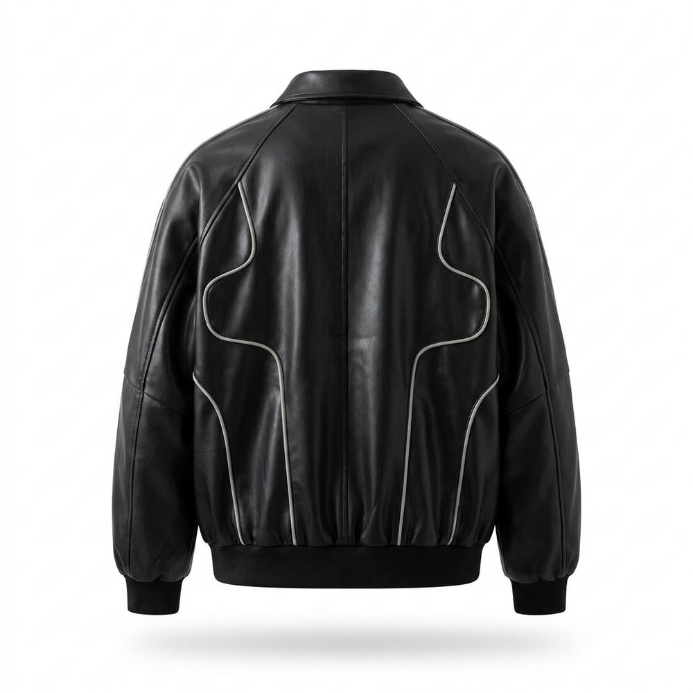 Lederjacken Outlet24 - Kodet | Oversized Paspelierte Lederjacke Herren