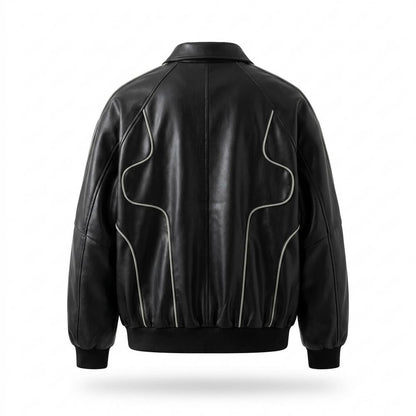 Lederjacken Outlet24 - Kodet | Oversized Paspelierte Lederjacke Herren