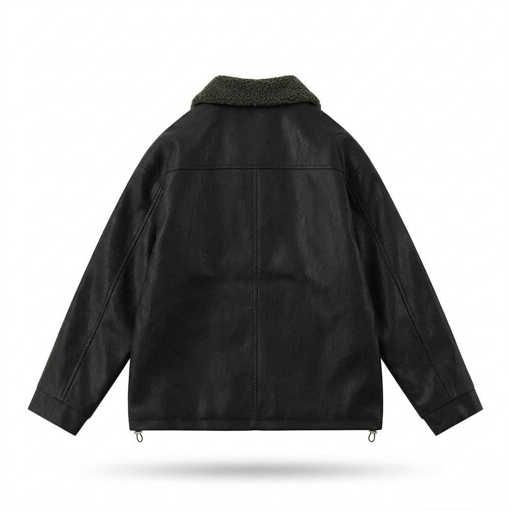 Lederjacken Outlet24 - Revek | Gefütterte Lockere Lederjacke Unisex