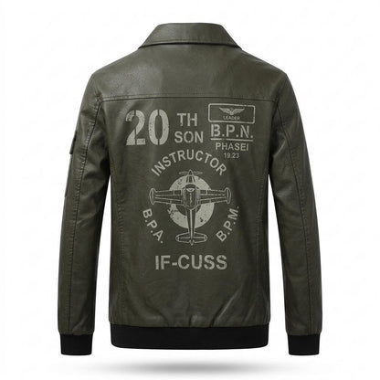 Lederjacken Outlet24 - Zenor | Bestickt Gerippt Lederjacke Herren