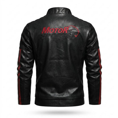 Lederjacken Outlet24 - Nehom | Tailliert Bestickt Lederjacke Herren