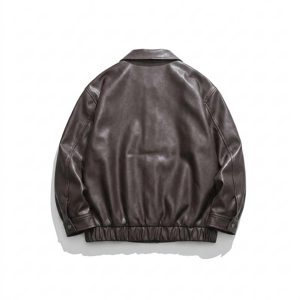 Lederjacken Outlet24 - Dulik | Gefütterte Kastig Geschnittene Lederjacke Unisex
