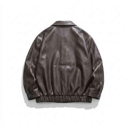 Lederjacken Outlet24 - Dulik | Gefütterte Kastig Geschnittene Lederjacke Unisex