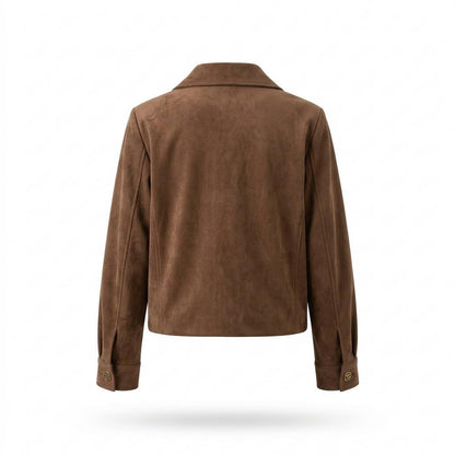 Lederjacken Outlet24 - Kokek | Langärmelige Geknöpfte Wildleder-Jacke Damen