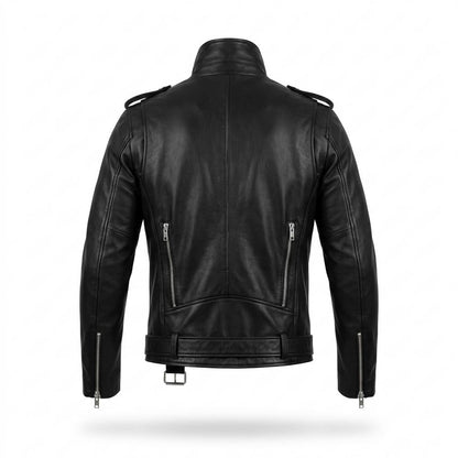 Lederjacken Outlet24 - Lamon | Asymmetrisch Gegürtet Lederjacke Herren