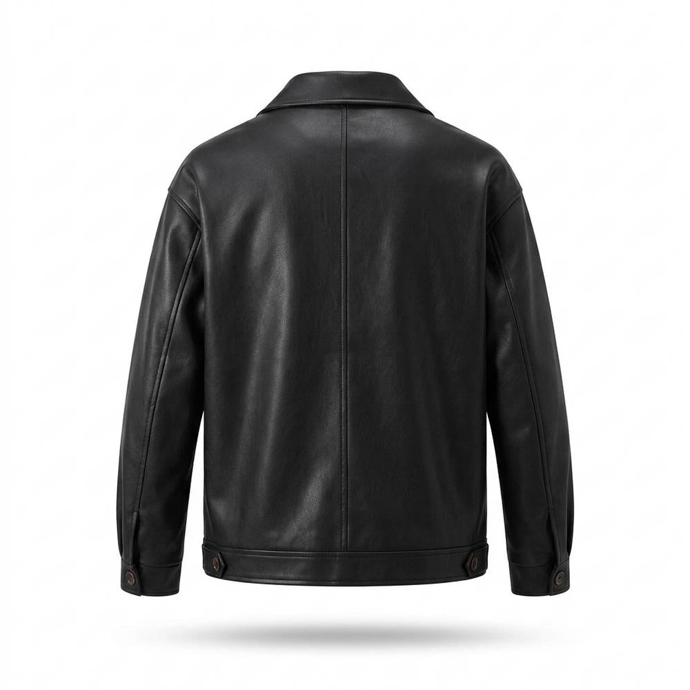 Lederjacken Outlet24 - Talev | Geknöpfte Aufgesetzte Lederjacke Herren