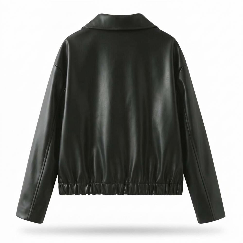 Lederjacken Outlet24 - Zaras | Gekragt Glatt Lederjacke Unisex