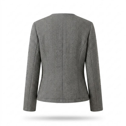 Lederjacken Outlet24 - Rotut | Fischgratgemustert Tailliert Jacke Damen