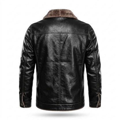 Lederjacken Outlet24 - Kenik | Gefüttert Geknöpft Lederjacke Herren