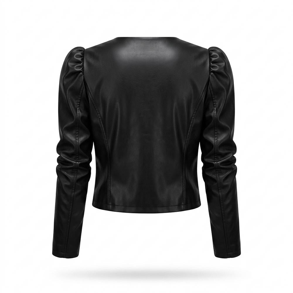 Lederjacken Outlet24 - Lufud | Kurzgeschnittene Geraffte Jacke Damen