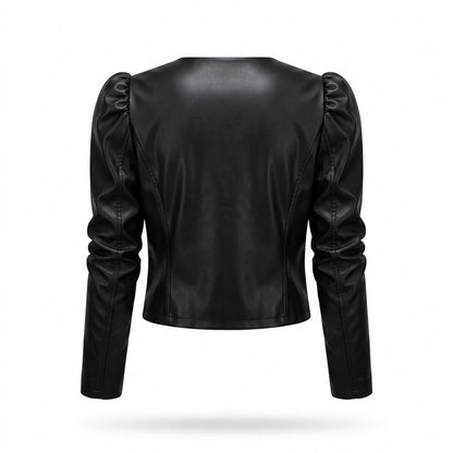 Lederjacken Outlet24 - Lufud | Kurzgeschnittene Geraffte Jacke Damen