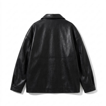Lederjacken Outlet24 - Nozel | Oversized Kentkragen Lederjacke Unisex