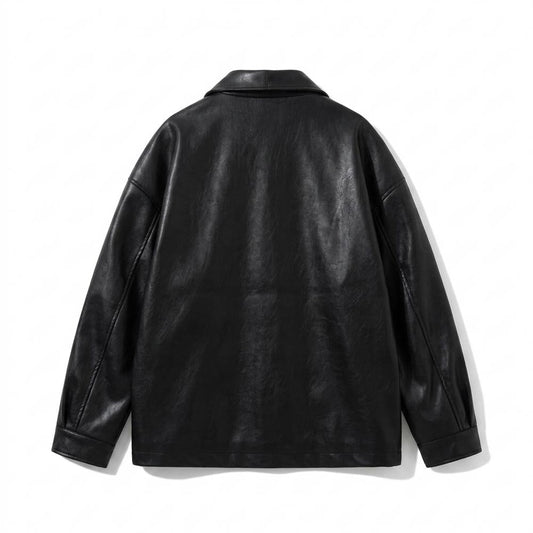 Lederjacken Outlet24 - Nozel | Oversized Kentkragen Lederjacke Unisex
