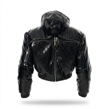 Lederjacken Outlet24 - Nagir | Glänzend Gefüttert Lederjacke Unisex