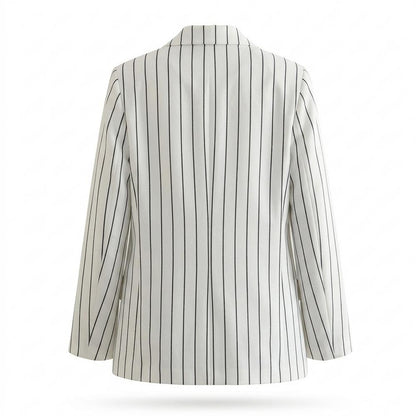 Lederjacken Outlet24 - Yeked | Gestreiftes Doppelreihiges Sakko Damen