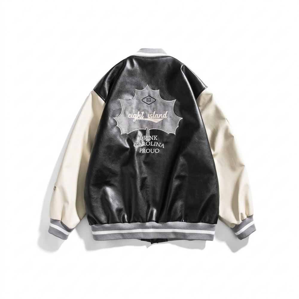 Lederjacken Outlet24 - Nusuk | Bestickte Zweifarbige Lederjacke Unisex