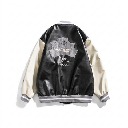 Lederjacken Outlet24 - Nusuk | Bestickte Zweifarbige Lederjacke Unisex