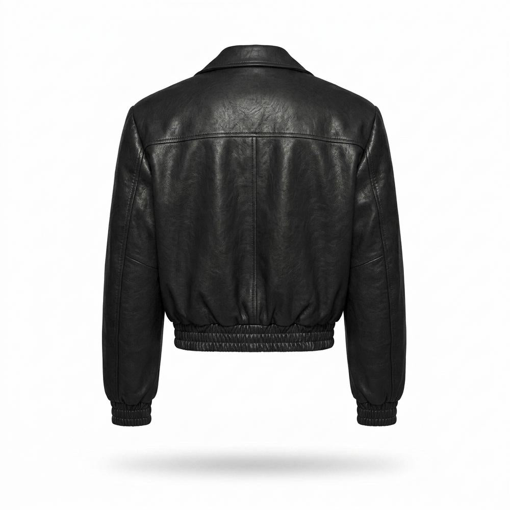 Lederjacken Outlet24 - Tidit | Aufgesetzt Gesmokt Lederjacke Unisex