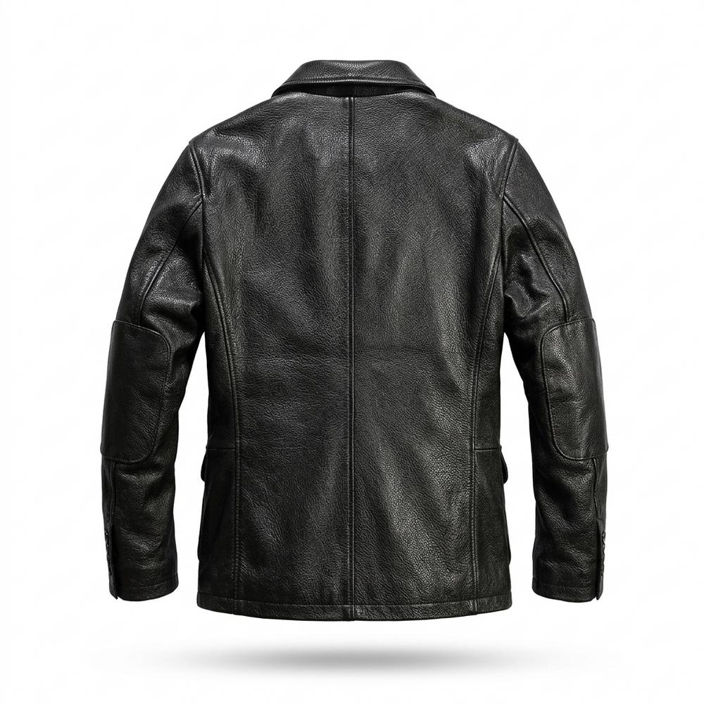 Lederjacken Outlet24 - Calal | Genarbte Geknöpfte Lederjacke Herren